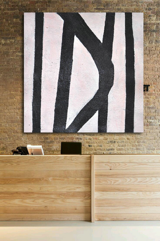 Hand Made Abstract Art,Hand-Painted Oversized Minimal Black And White Painting,Abstract Painting Modern Art